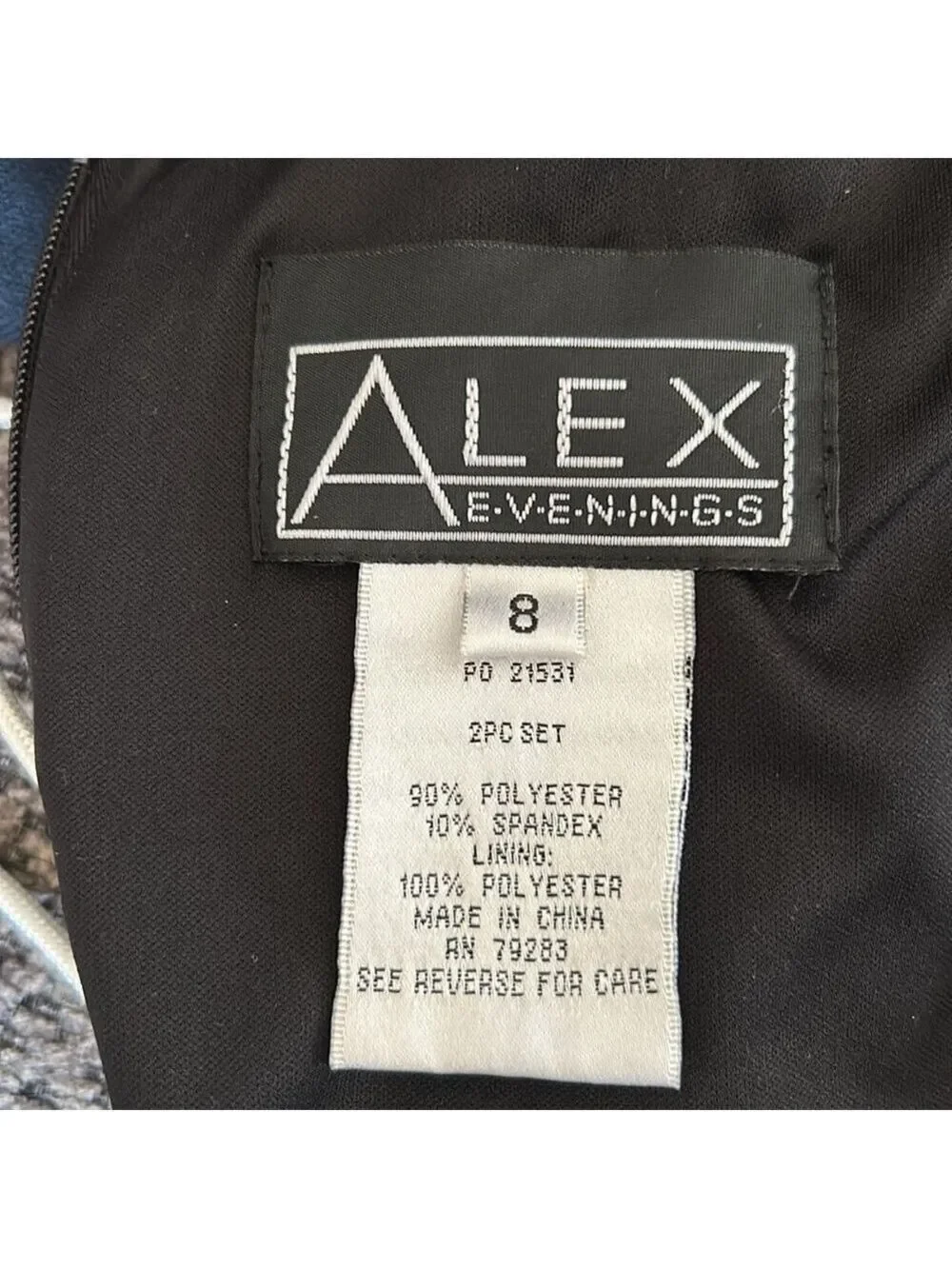Alex Evenings 2 piece black velvet dress and bolero with rhinestone trim size 8